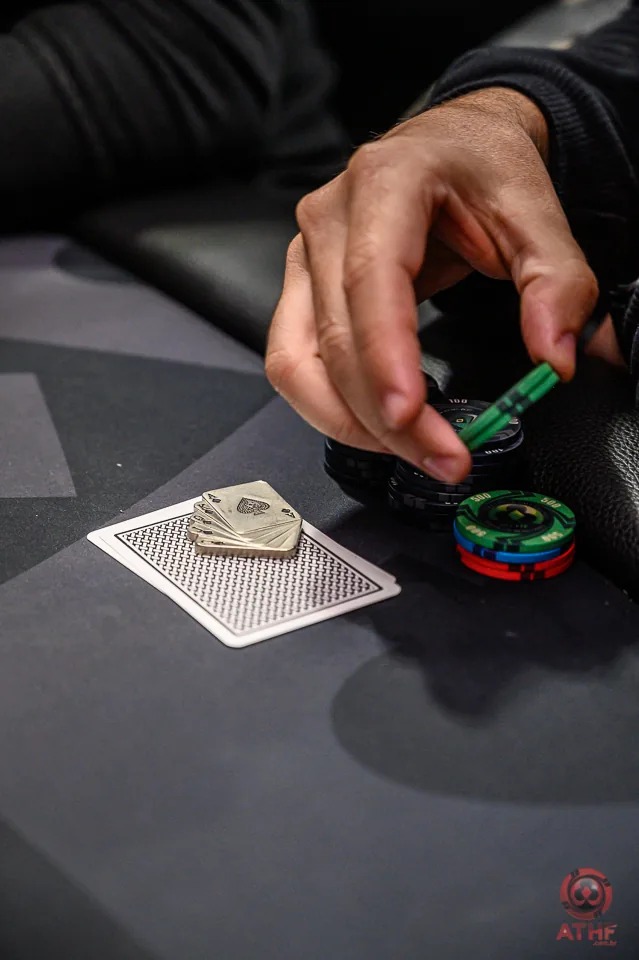Protetor de cartas e fichas em detalhe